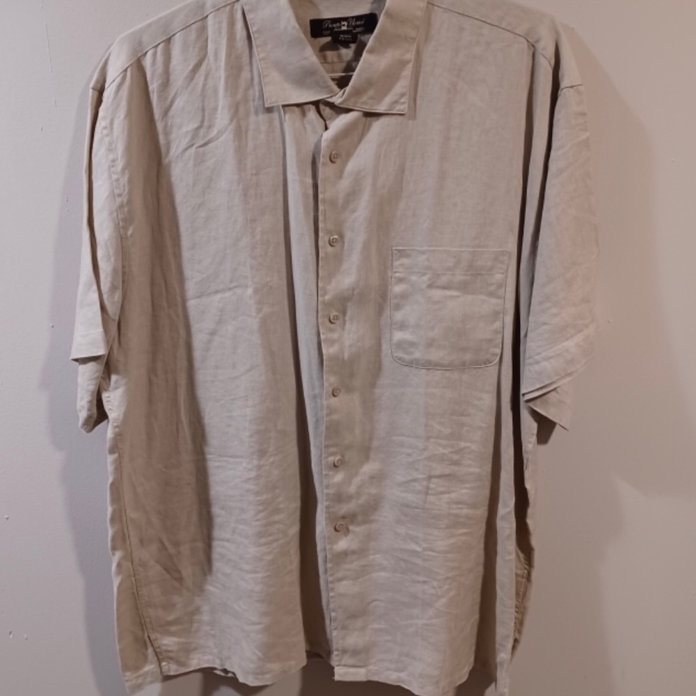 Pronto Uomo Men’s Short Sleeve Casual Shirt. Size Extra Extra Large. Tan Color.